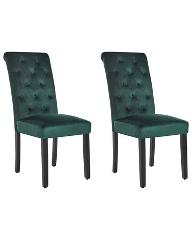 Lot de 2 chaises de salle à manger VELVA Velours Vert foncé