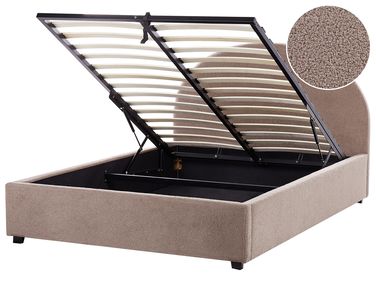Lit ottoman Bouclé VAUCLUSE 140 x 200 cm Taupe