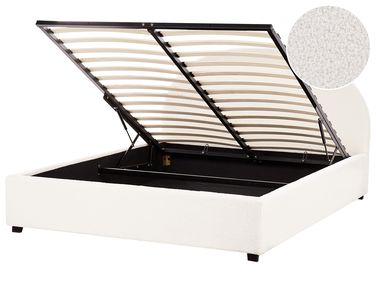 Lit ottoman Bouclé VAUCLUSE 160 x 200 cm Blanc cassé