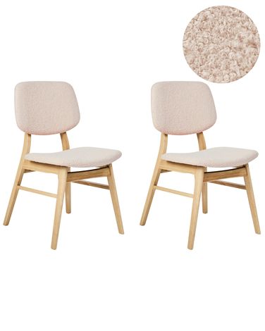Lot de 2 chaises de salle à manger ELAINE Bouclé Marron clair/beige