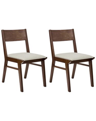 Lot de 2 chaises de salle à manger ENOLA Bois Marron/beige clair