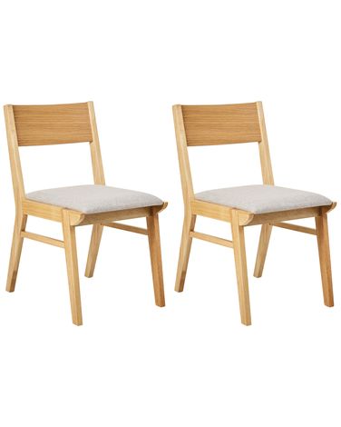 Lot de 2 chaises de salle à manger ENOLA Bois Marron clair/gris clair