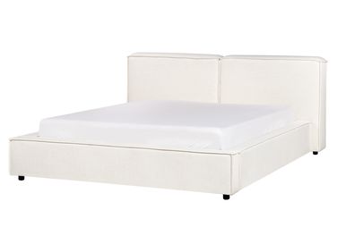 Lit avec sommier Tissu LINARDS 160 x 200 cm Blanc cassé