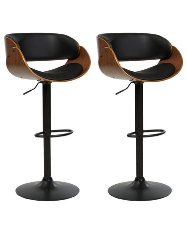 Lot de 2 chaises de bar BAKU II Cuir PU Noir