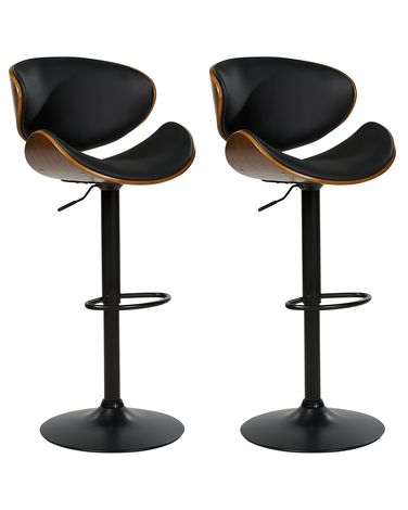 Lot de 2 chaises de bar ROTTERDAM II Cuir PU Noir