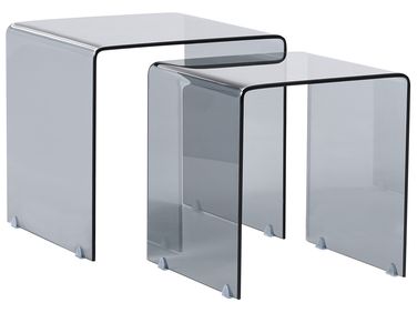Set van 2 bijzettafels KENDALL Veiligheidsglas Zwart