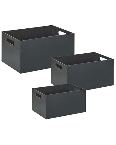 Lot de 3 boîtes LARSA Cuir PU Gris graphite