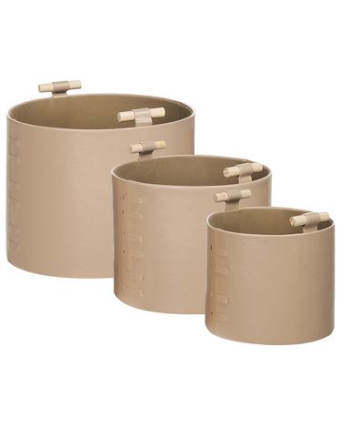 Set van 3 manden ARAM Kunstleer Beige