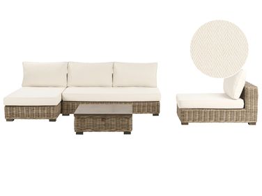 Garden Lounge Set with Table 4 Seater VARALLO Right Hand Modular Rattan Grey