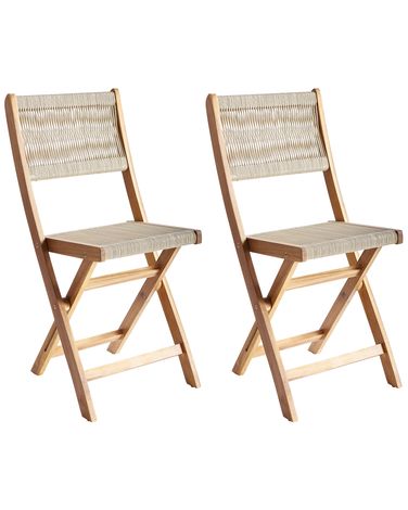 Lot de 2 chaises de jardin PROSSEDI Pliant Acacia Beige