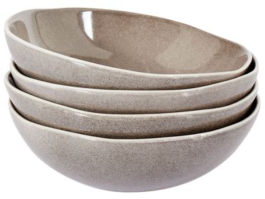 Set de 4 assiettes creuses COSTMARY Grès Gris