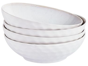 Set de 4 assiettes creuses SESAME Grès Gris clair