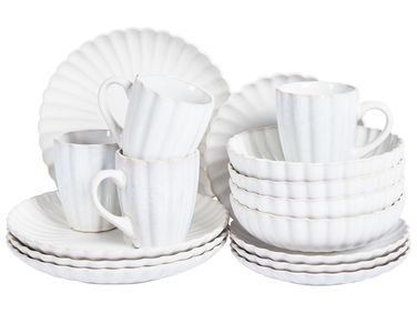 Set of 16 Dinnerware NETTLE Stoneware Off-White