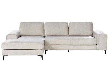 Hoekbank 4-zits KIRUNA Fluweel Lichtbeige rechtszijdig