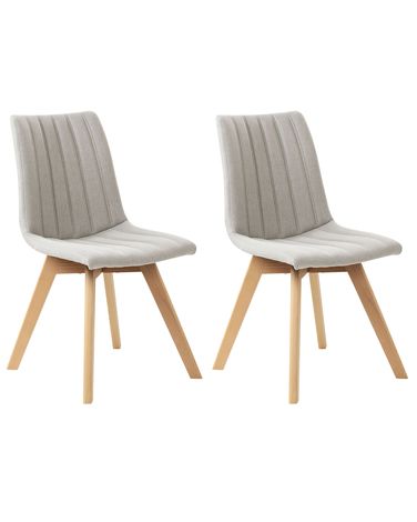 Lot de 2 chaises de salle à manger CALGARY Tissu Gris clair