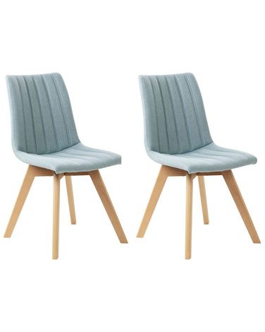Lot de 2 chaises de salle à manger CALGARY Tissu Bleu clair