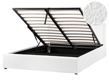 Lit ottoman Bouclé MONTLAUR 160 x 200 cm Blanc