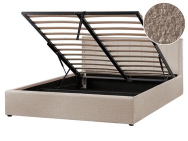 Lit ottoman Bouclé MONTLAUR 160 x 200 cm Taupe