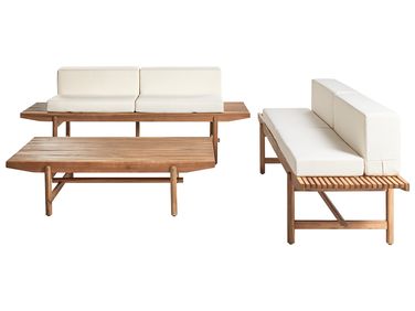 Loungeset met tafel 4-zits GIAVENO Acaciahout Gebroken wit