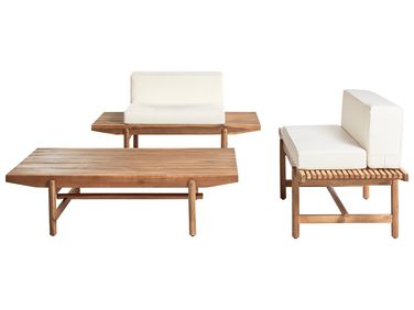 Ensemble de salon de jardin avec table 2 places GIAVENO Acacia Blanc cassé