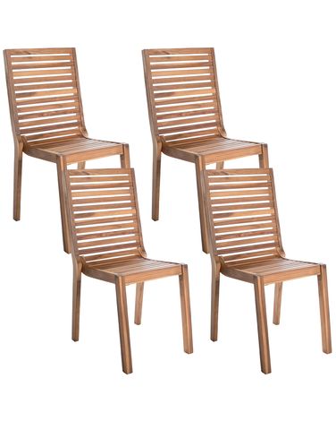 Lot de 4 chaises de jardin OMBRIANO Bois d'acacia certifié Marron clair