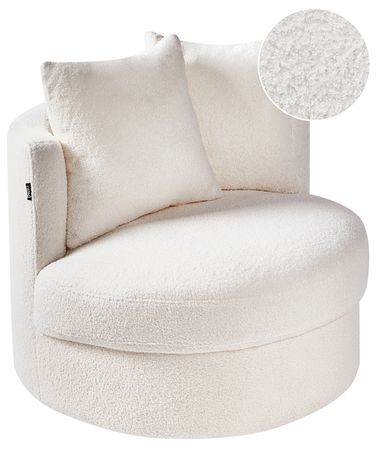 Fauteuil pivotant DALBY Bouclé Blanc