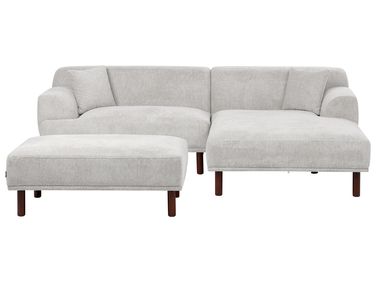 Corner Sofa 3 Seater HOLT Fabric Light Grey with Ottoman Left Hand