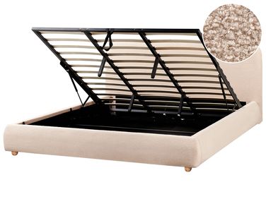 Lit ottoman Bouclé BLAGNAC 180 x 200 cm Beige