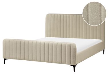Lit avec sommier Bouclé LUNAN 160 x 200 cm Beige