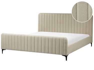 Lit avec sommier Bouclé LUNAN 180 x 200 cm Beige
