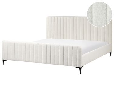 Lit avec sommier Bouclé LUNAN 180 x 200 cm Blanc cassé