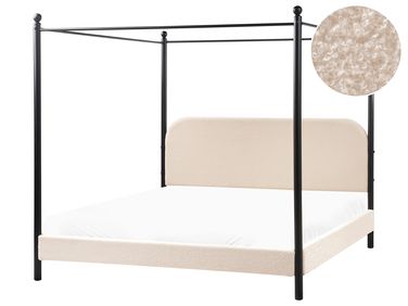 Lit à baldaquin Bouclé DANNEMOIS 180 x 200 cm Beige