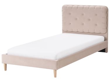 Lit avec sommier Velours CORSAINT 90 x 200 cm Beige