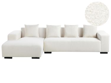 Corner Sofa 4 Seater LUNGO Boucle White Right Hand