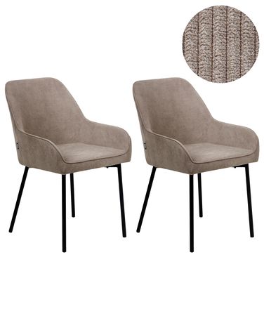 Lot de 2 chaises de salle à manger LOVERNA Velours côtelé Beige
