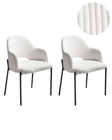 Lot de 2 chaises de salle à manger RATON Velours côtelé Blanc cassé