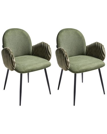 Lot de 2 chaises de salle à manger AMITY Tissu Vert