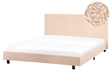 Lit avec sommier Bouclé ALBI 160 x 200 cm Beige