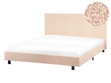 Lit avec sommier Bouclé ALBI 140 x 200 cm Beige