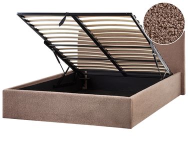 Lit ottoman Bouclé ORBEY 140 x 200 cm Marron