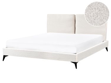 Lit avec sommier Bouclé MELLE 160 x 200 cm Blanc cassé