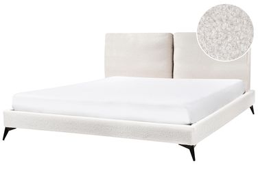 Lit avec sommier Bouclé MELLE 180 x 200 cm Blanc cassé