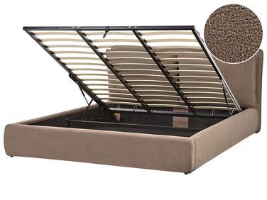 Lit ottoman Bouclé BAJONNA 180 x 200 cm Marron