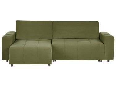 Corner Sofa Bed 3 Seater INNVIK Fabric Green Right Hand