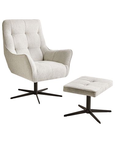 Draaifauteuil MOLLE II met voetenbank Stof Lichtbeige