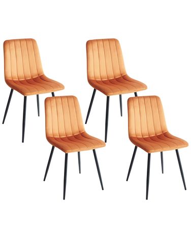 Lot de 4 chaises de salle à manger KALISPELL Velours Orange