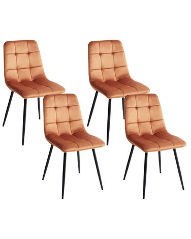 Lot de 4 chaises de salle à manger POWELL Velours Orange