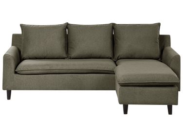 Corner Sofa 3 Seater ELVENES Velvet Dark Green Left Hand