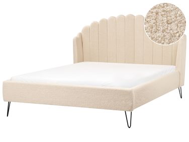 Lit avec sommier Bouclé AMBILLOU 160 x 200 cm Beige
