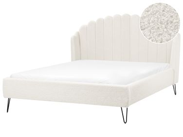 Lit avec sommier Bouclé AMBILLOU 140 x 200 cm Blanc cassé